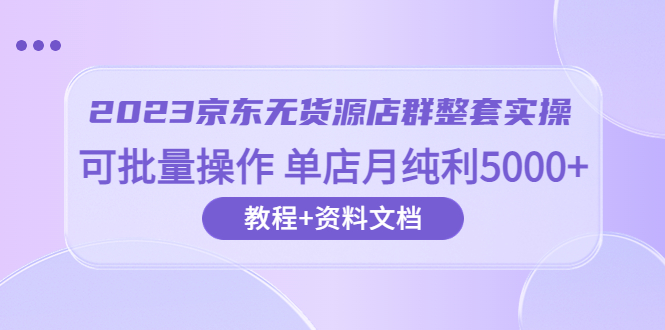 2023京东-无货源店群整套实操 可批量操作 单店月纯利5000+63节课+资料文档 -天天学吧