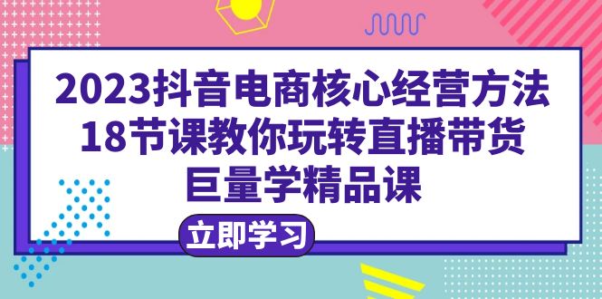  2023抖音电商核心经营方法：18节课教你玩转直播带货，巨量学精品课-天天学吧