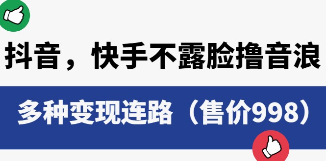 抖音，快手不露脸撸音浪项目，多种变现连路（售价998）-天天学吧