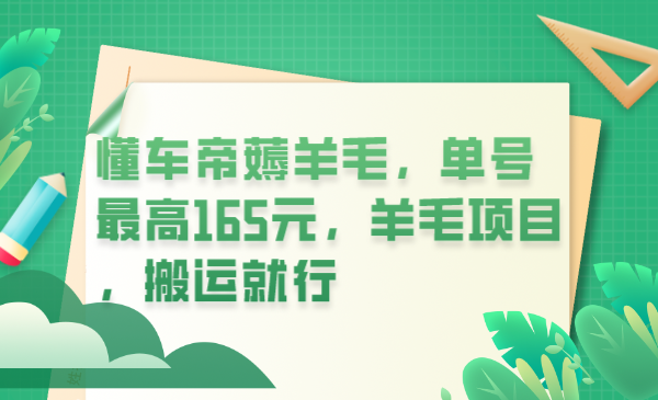 懂车帝薅羊毛，单号最高165元，羊毛项目，搬运就行 -天天学吧