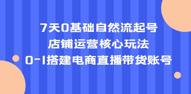  7天0基础自然流起号，店铺运营核心玩法，0-1搭建电商直播带货账号 -天天学吧