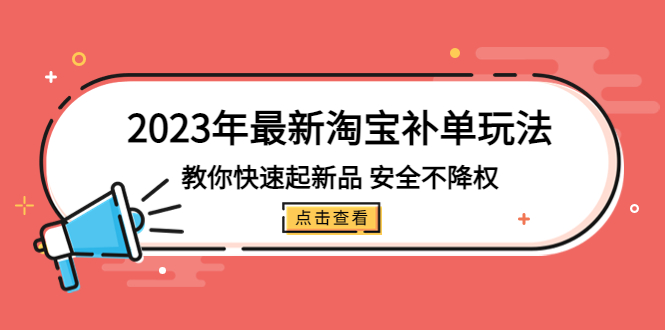 2023年最新淘宝补单玩法，教你快速起·新品，安全·不降权（18课时）-天天学吧