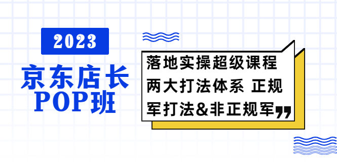 2023京东店长·POP班 落地实操超级课程 两大打法体系 正规军&非正规军-天天学吧