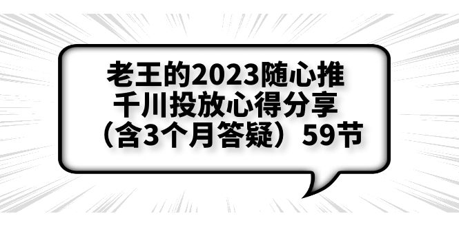 老王的2023随心推+千川投放心得分享（含3个月答疑）59节 -天天学吧