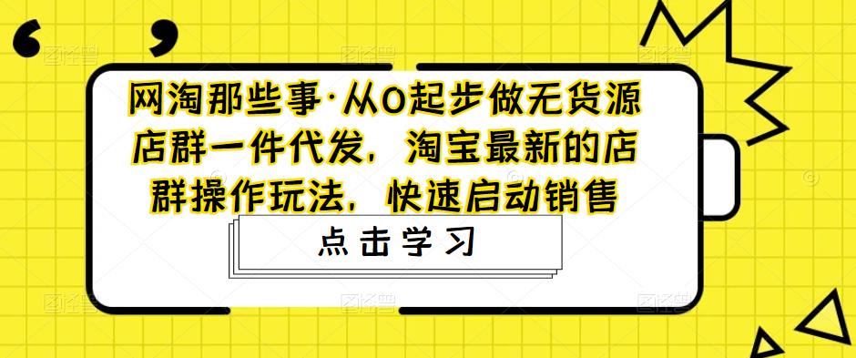 从0起步做无货源店群一件代发，淘宝最新的店群操作玩法，快速启动销售-天天学吧