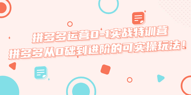 拼多多运营0-1实战特训营，拼多多从0础到进阶的可实操玩法-天天学吧