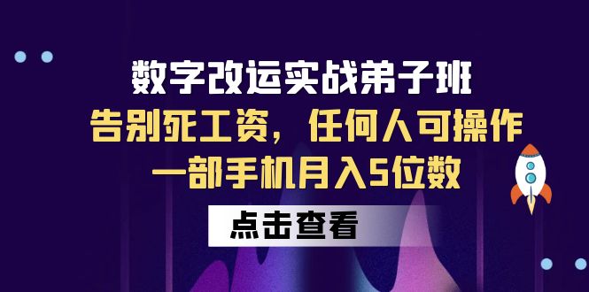 数字 改运实战弟子班：告别死工资，任何人可操作，一部手机月入5位数-天天学吧