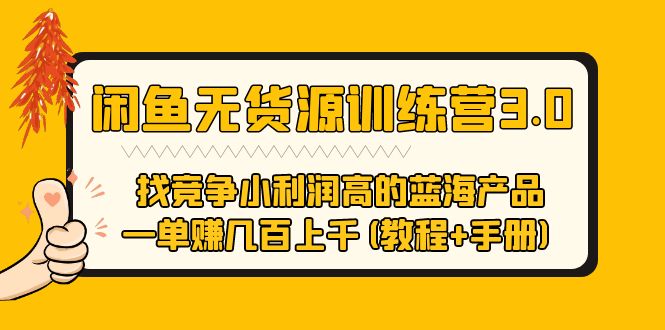 闲鱼无货源训练营3.0：竞争小利润高 一单赚几百上千（教程+手册）第3次更新-天天学吧