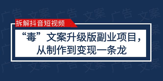 拆解抖音短视频：“毒”文案升级版副业项目，从制作到变现（教程+素材）-天天学吧