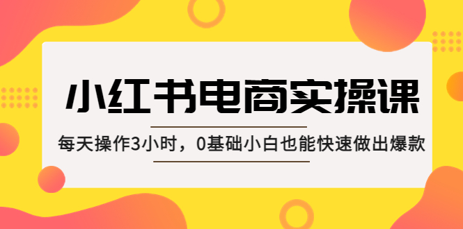  小红书·电商实操课：每天操作3小时，0基础小白也能快速做出爆款-天天学吧