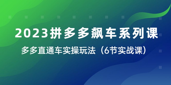 2023拼多多飙车系列课，多多直通车实操玩法（6节实战课）-天天学吧