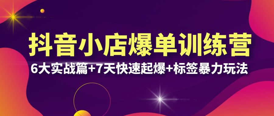 抖音小店爆单训练营VIP线下课：6大实战篇+7天快速起爆+标签暴力玩法(32节) -天天学吧