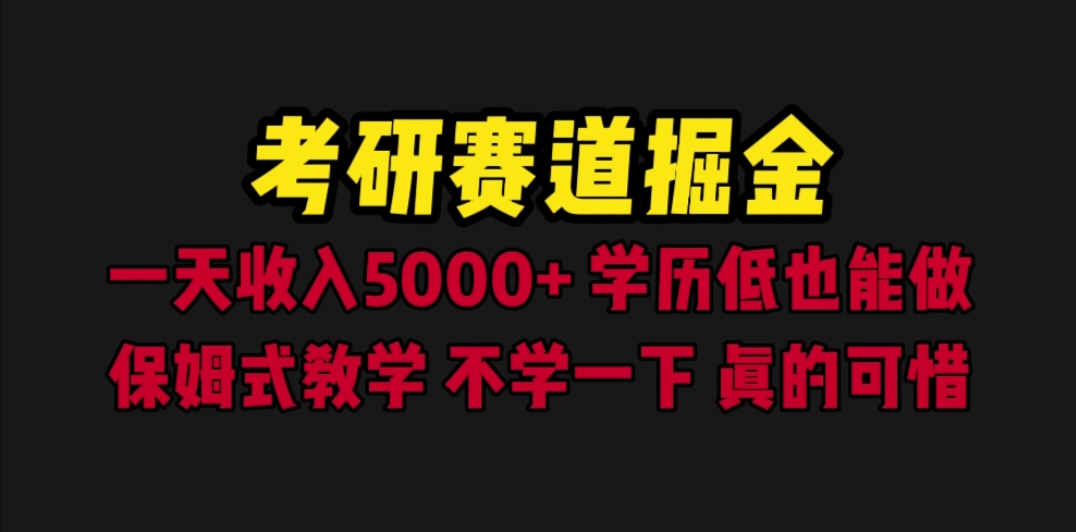 考研赛道掘金，一天5000+学历低也能做，保姆式教学，【揭秘，附素材】-天天学吧