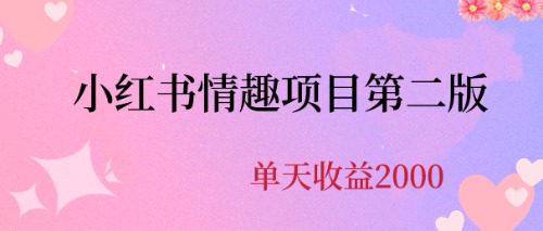 小红书情趣项目第二版火爆上线，每天2000+！快来参与赚取收益！-天天学吧