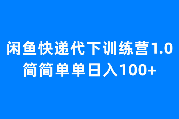 闲鱼快递代下训练营1.0，简单操作轻松实现每日100+收入！-天天学吧