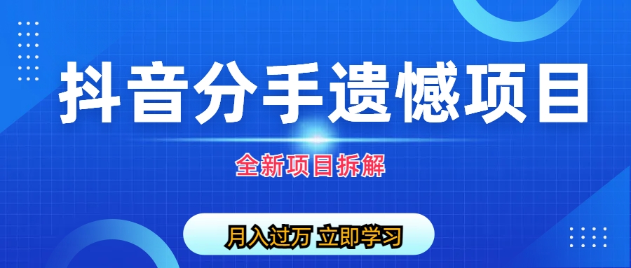 自媒体抖音分手遗憾项目私域拆解，打造稳定流量引擎-天天学吧