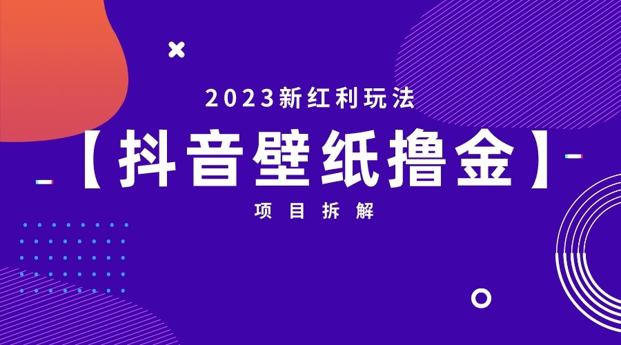 2023最新红利玩法揭秘！抖音壁纸撸金项目详解，轻松创造财富！-天天学吧