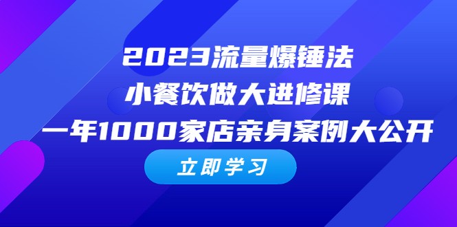 2023流量 爆锤法，小餐饮做大进修课，一年1000家店亲身案例大公开-天天学吧