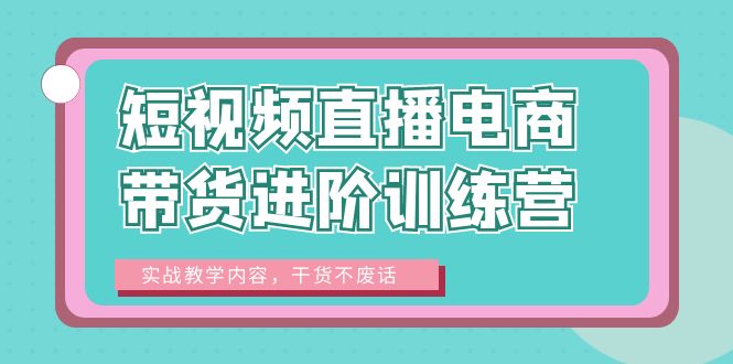 短视频直播电商带货进阶训练营：实战教学内容，干货不废话！-天天学吧