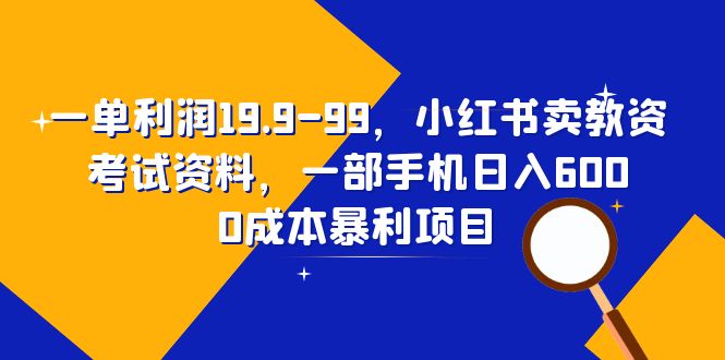 一单利润19.9-99，小红书卖教资考试资料，一部手机日入600（教程+资料）-天天学吧