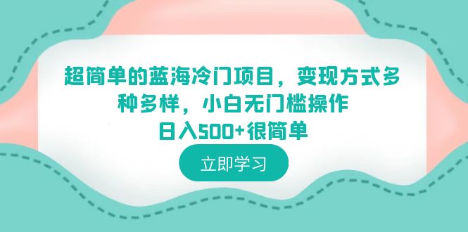 超简单的蓝海冷门项目，变现方式多种多样，小白无门槛操作日入500+很简单-天天学吧