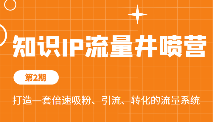 知识IP流量井喷营第2期：打造倍速吸粉、引流、转化的流量系统！-天天学吧