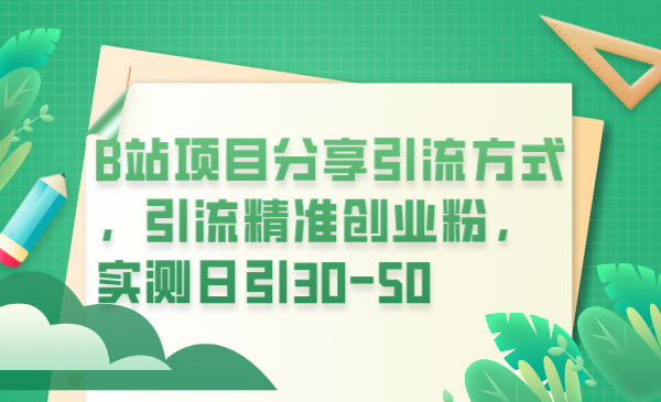  B站项目分享引流方式，引流精准创业粉，实测日引30-50-天天学吧