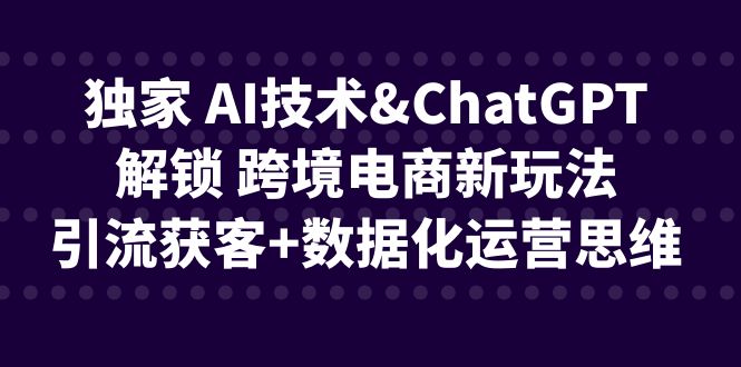 跨境电商必备！AI技术与ChatGPT引流获客，数据化运营思维带你突破新玩法-天天学吧