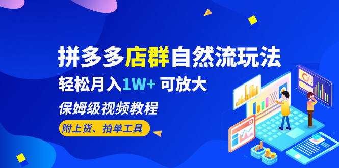 拼多多店群自然流玩法，轻松月入1W+ 保姆级视频教程（附上货、拍单工具）-天天学吧