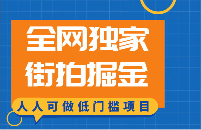 全网独家一街拍掘金，低门槛人人可做，轻松赚钱的项目揭秘！-天天学吧