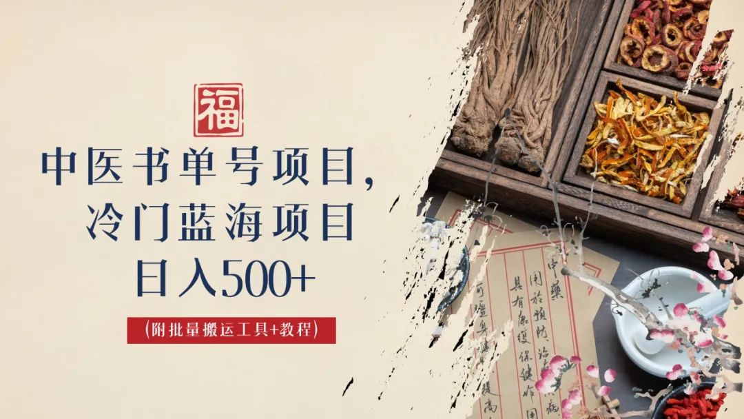 中医书单号项目揭秘！日入500+，其他地方收费3000+的玩法公布！-天天学吧