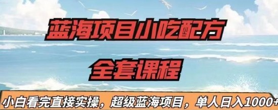 2023年蓝海项目小吃配方全套课程，小白看完直接实操，单人每日收入1000+！-天天学吧