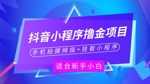 抖音小程序撸金项目，手机拍摄拇指+挂载小程序，轻松日赚百元！实操教程助你快速入门-天天学吧