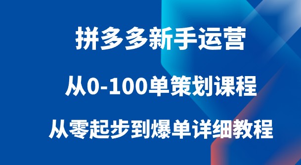 拼多多新手运营从0-100单策划课程：实战教程助您轻松爆单，快速提升运营效果-天天学吧