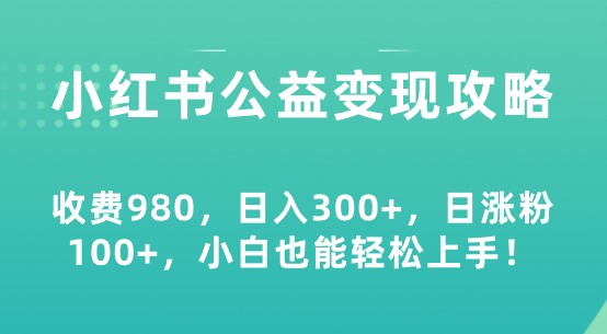 小红书公益变现攻略：收费980，日入300+，日涨粉100+，小白也能轻松上手！-天天学吧