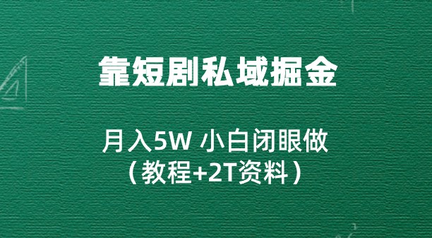 教程揭秘：利用短剧私域掘金实现月入5W，小白也能闭眼做（附2T资料）-天天学吧