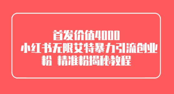 小红书无限艾特引流揭秘！首发价值4000，精准创业粉丝助力！-天天学吧