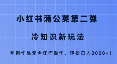 小红书蒲公英第二弹，冷知识新玩法揭秘！轻松日入2000+，照搬作品无需任何操作！-天天学吧