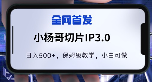 全网首发！小杨哥切片IP3.0，日入超过500元！保姆级教学，小白也能轻松做到！-天天学吧