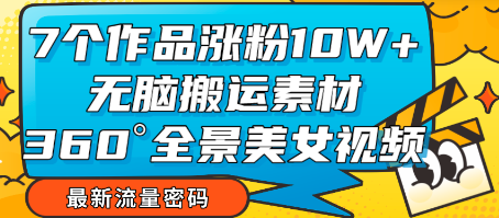 如何通过无脑搬运素材打造爆款全景美女视频，涨粉10W+的成功案例分享-天天学吧