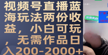 视频号直播蓝海玩法揭秘，小白玩家日入200-2000+，双重收益无压力-天天学吧