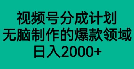 视频号分成计划，轻松制作爆款领域，日入2000+，小白也能上手！-天天学吧