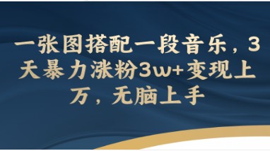 3天暴力涨粉3w+变现上万，一张图搭配一段音乐，无脑上手的秘诀揭秘-天天学吧