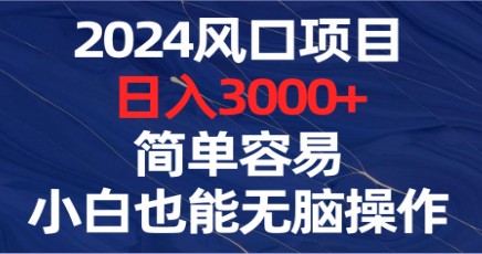 2024年最新风口项目，日入3000+，简单易操作，适合小白-天天学吧