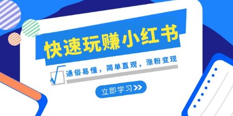 小红书快速玩赚新赛道：通俗易懂，简单直观，涨粉变现课程（35节）-天天学吧