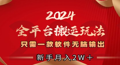 2024全平台搬运玩法，一款软件轻松实现月入2W＋-天天学吧