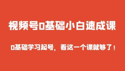 视频号0基础小白速成课，学习起号只需这一个课程！-天天学吧