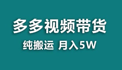 拼多多视频带货蓝海项目，纯搬运一个月赚5w佣金，小白也能操作，附赠工具-天天学吧