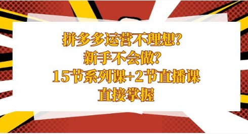 拼多多运营指南：15节系列课+2节直播课，新手也能直接掌握，优化你的店铺运营-天天学吧