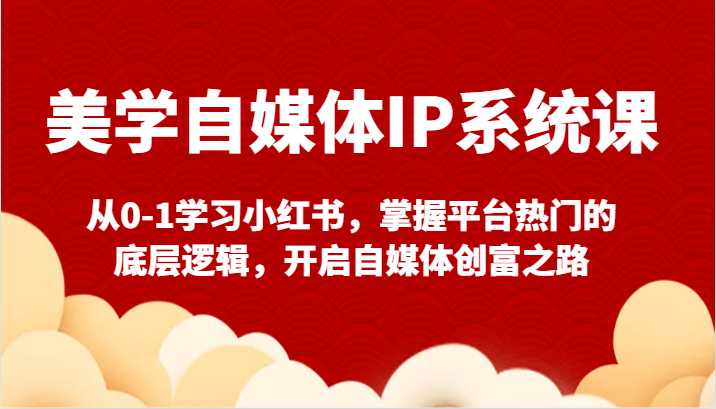 掌握小红书平台热门逻辑：美学自媒体IP系统课，从0到1开启创富之旅-天天学吧